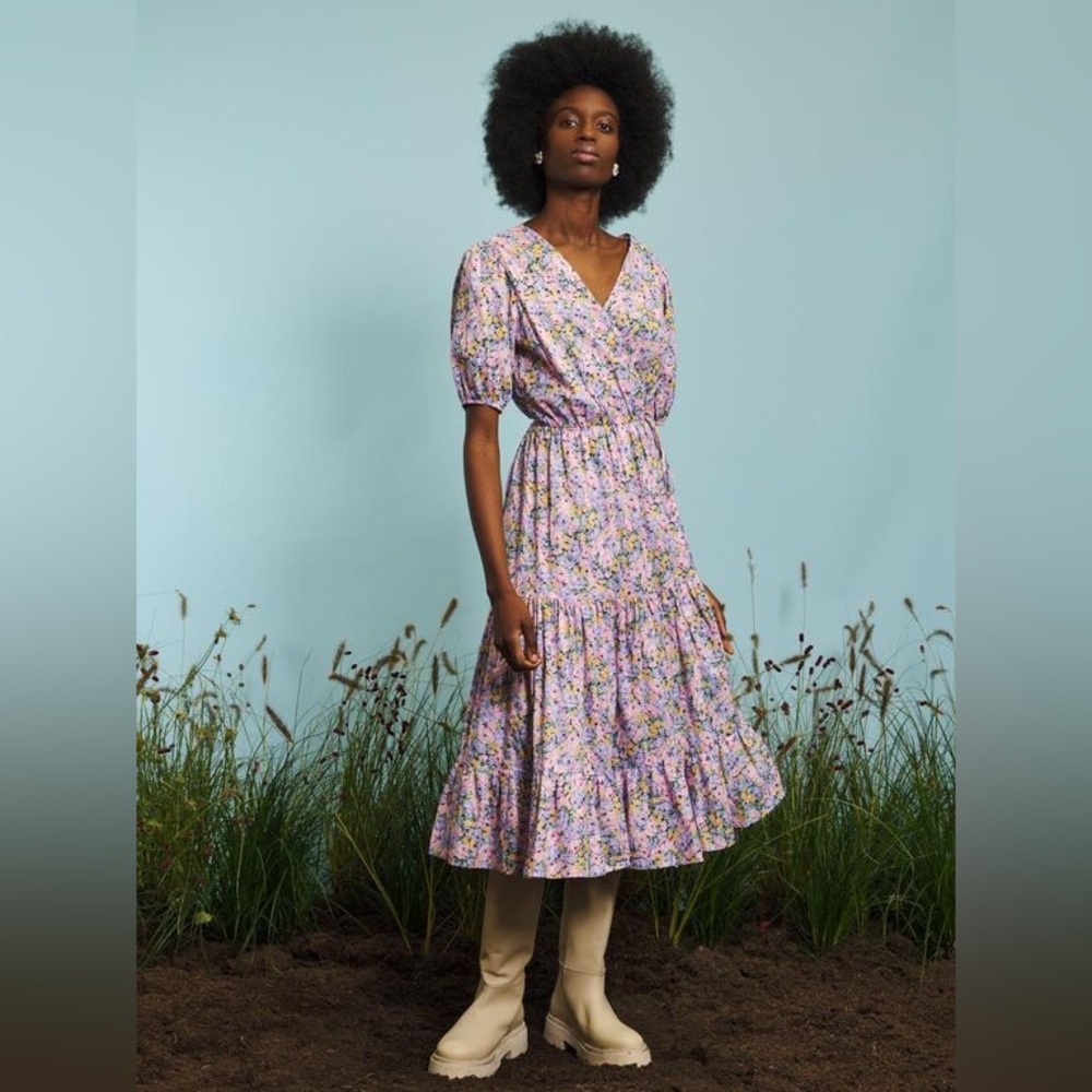 Floral Wrap Dress in Pink and Blue sister Jane